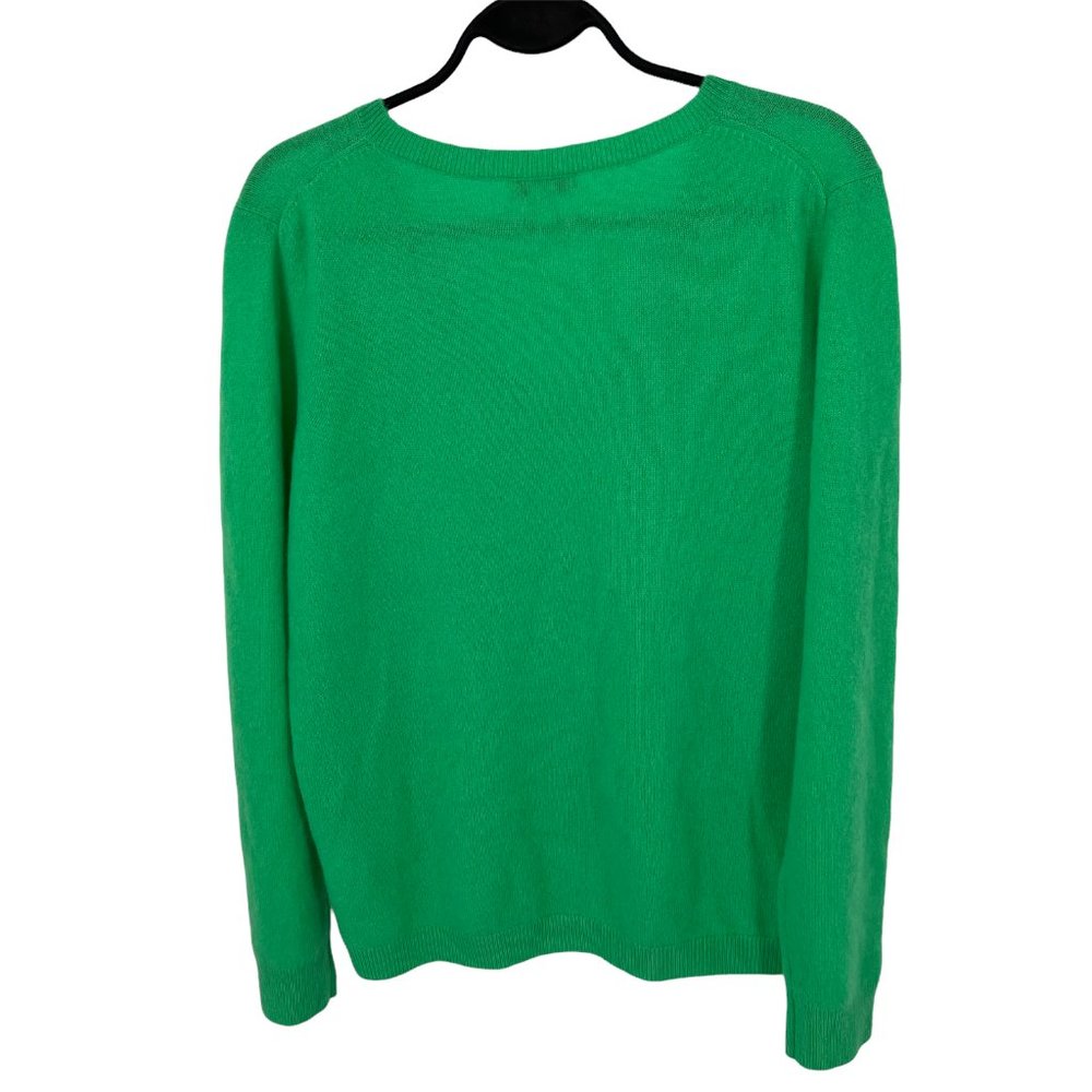 NWT Nordstrom 100% Cashmere Essential V-Neck Pullover Sweater Women's L Green - Picture 3 of 9